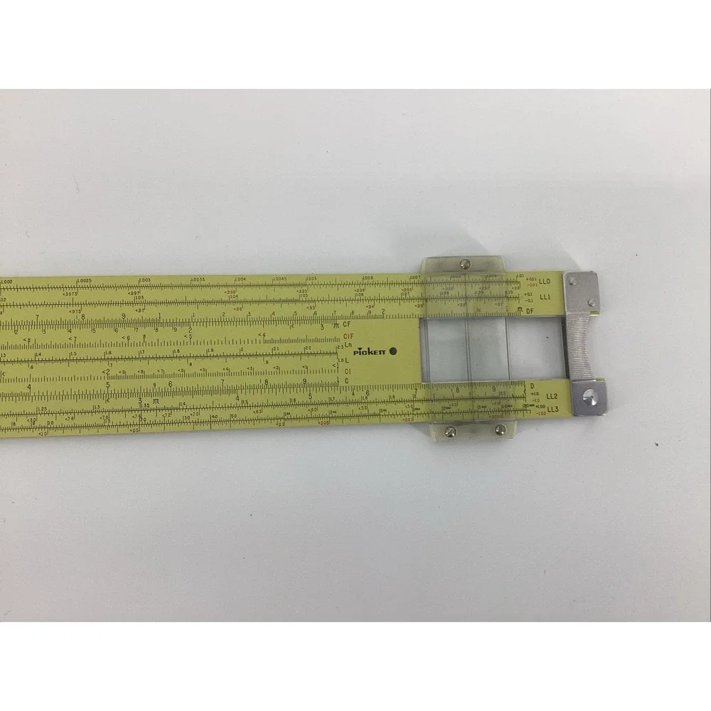 Vintage Pickett Power Log Exponential Slide Rule Metal N 3-ES + Leather Case
